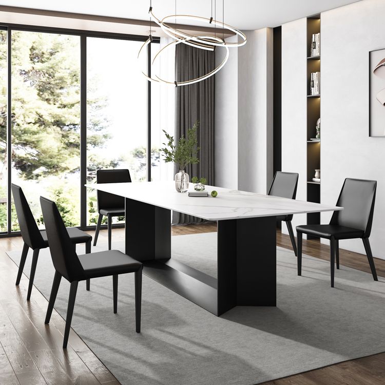 Tavolo da pranzo glam cucina bianca tavolo da pranzo standard in pietra sinterizzato con base di cavalletto