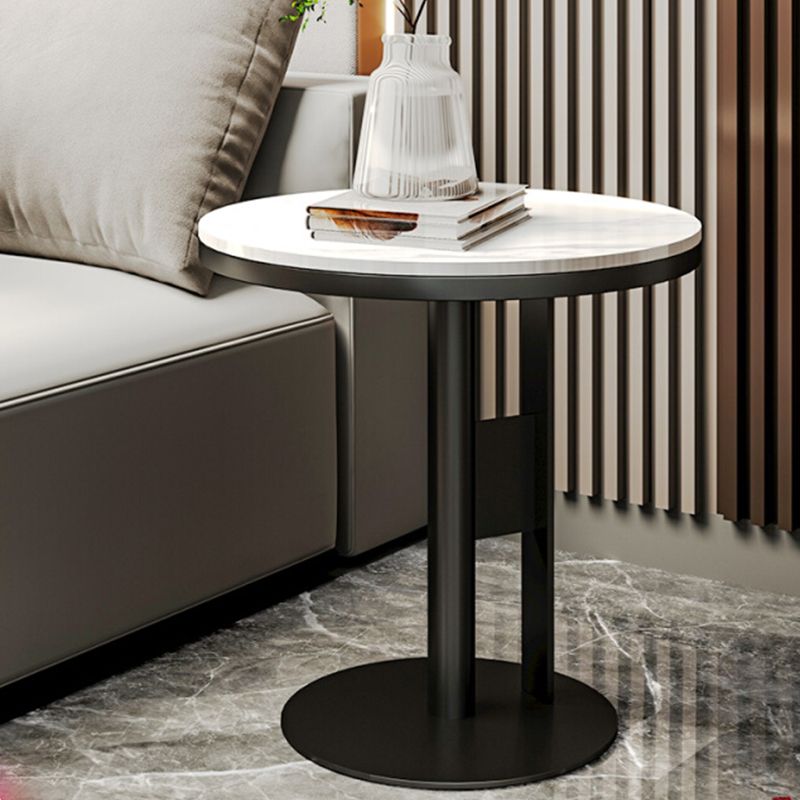Modern Round Corner Table Slate Pedestal Side Table for Living Room