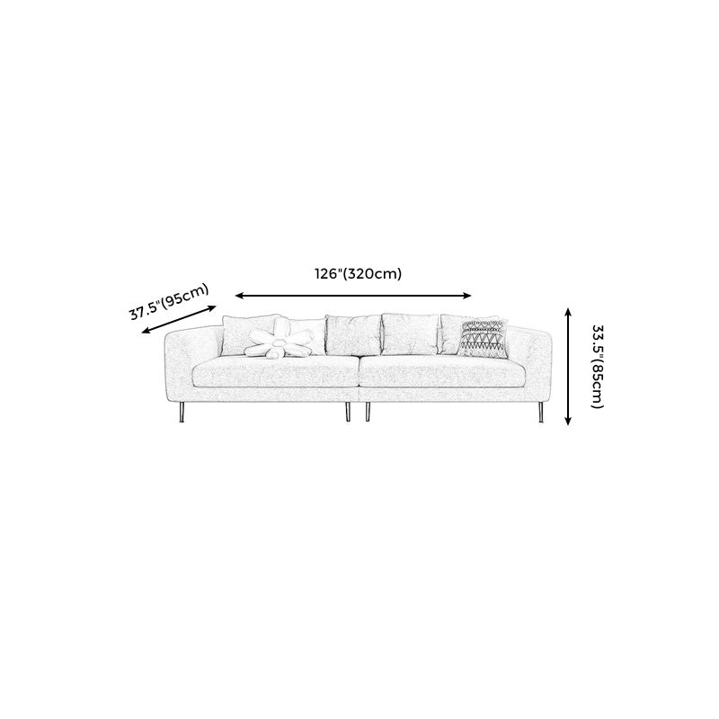 Modern Cotton Square Arm Sofa Pillow Back Settee for Living Room
