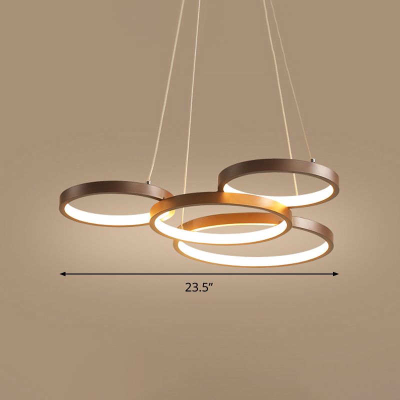 Coffee Ring Hanging Ceiling Light Minimalist Acrylic LED Pendant Chandelier, Warm/White Light