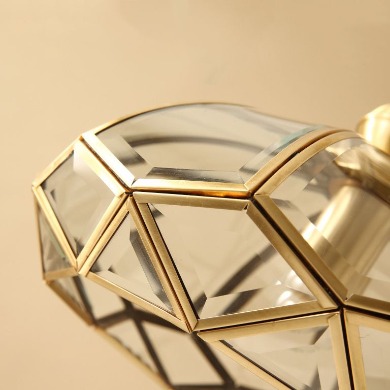 Single Golden Flush Mount Lighting Glass Ceiling Light for Bedroom
