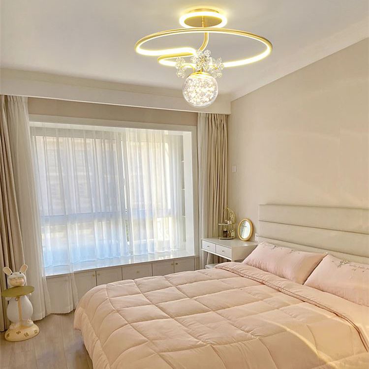 Lámpara de techo LED de forma de bola Montaje moderno de 3 luces para el estudio de dormitorio