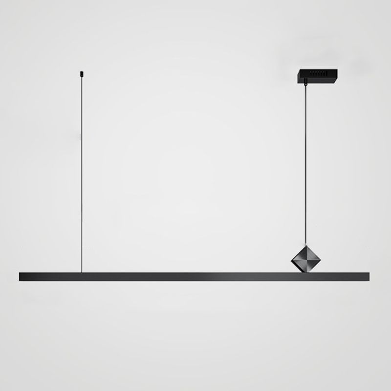 Modern Kitchen Pendant Light Linear Metal Single Light Island Ceiling Light in Black