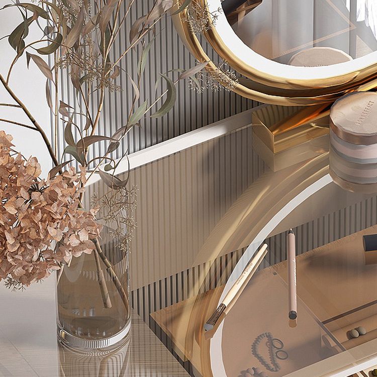 Contemporary Makeup Counter with Drawer, Wooden Vanity Dressing Table