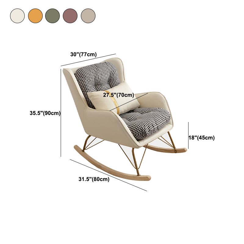 Contemporary Rocking Chair Rubber Wood Frame Wing Chair Back Indoor Rocking Chair