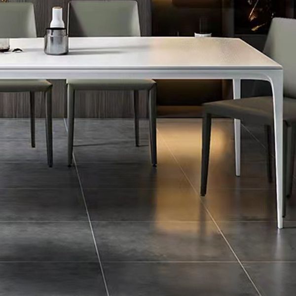 Stone Top Dining Table Contemporary Rectangle Dining Table with 4 Legs in White