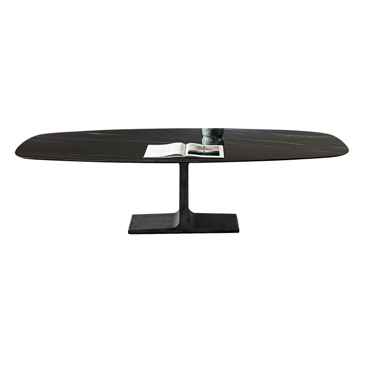 Industrial Sintered Stone Black Table Rectangle Standard Dining Table for Kitchen