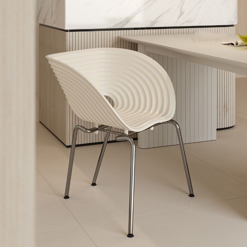 Industrial Plastic Arm Chair Metal Base Indoor Dining Chair for Home