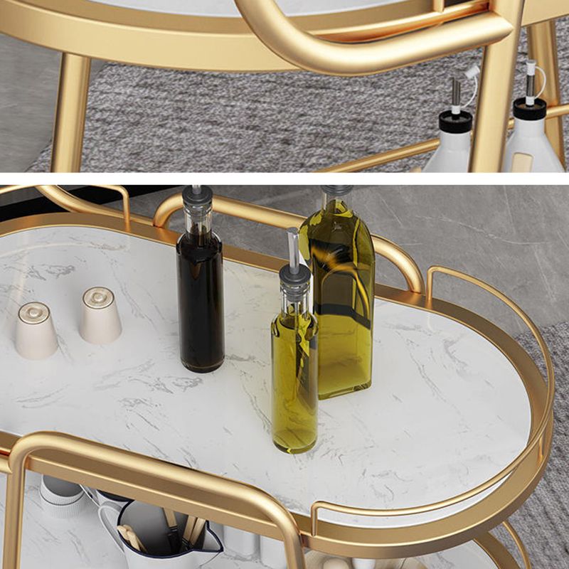 Contemporary Oval Metal Prep Table 32.28"H Rolling Prep Table