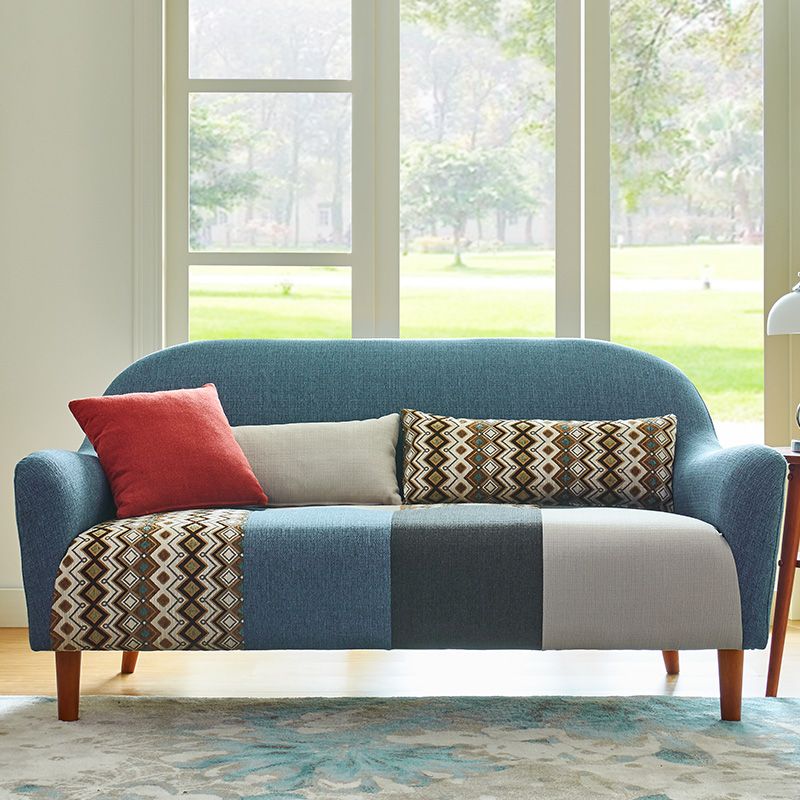 Contemporary Flared Arm Sofa Fabric Tight Back Seating for Apartment