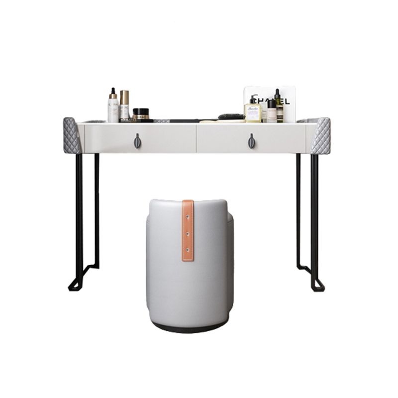 Gray Vanity Desk with 2 Storage Drawers 17.32" Wide Wood Vanity Set, Modern Style