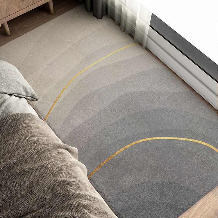 Grey Modern Carpet Geometric Pattern Polyester Area Rug Non-Slip Backing Rug for Bedroom