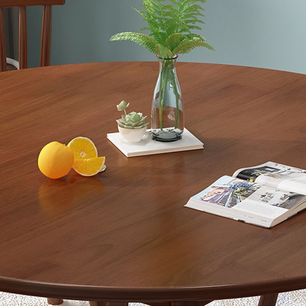 Round Wood Color Dining Table Simplicity Solid Wood 4 Legs Table for Dining Room