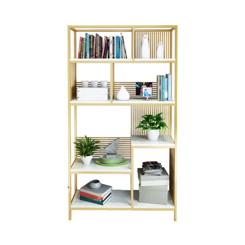 11.81" W Glam Antique Finish Shelf Bookcase Etagere Metal Bookshelf