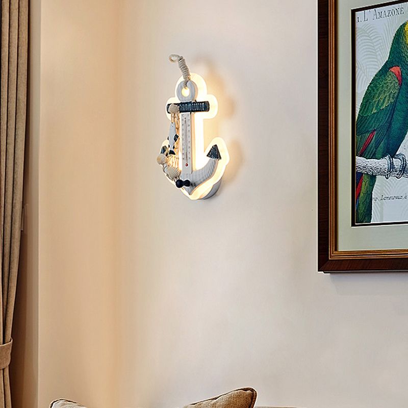 Modern Anchor Wall Light with Thermometer Acrylic White Sconce Light for Living Room