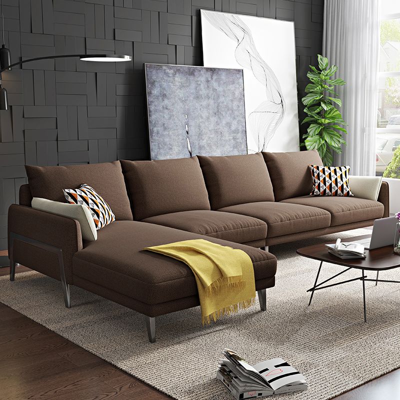 Modern Sectional with Linen Blend Pillow Back and Pillow Top Arms for 4 People