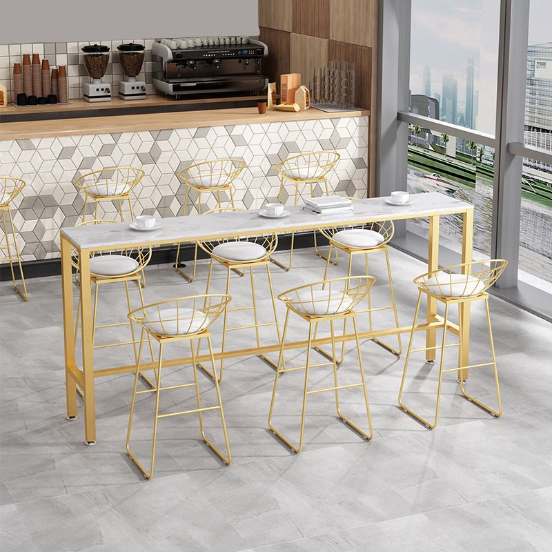 Glam Style Round Barstool Armless Low Back Bar Stool with Metal Base