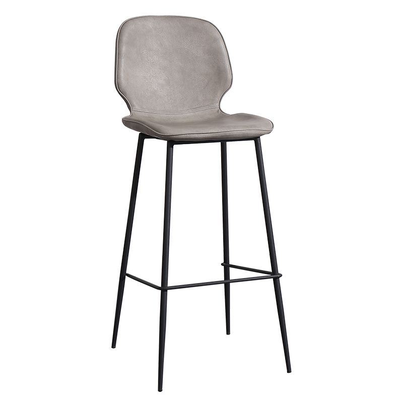 Tabouret de comptoir repose-pieds en cuir Tabouret de bar à dossier bas contemporain avec coussin