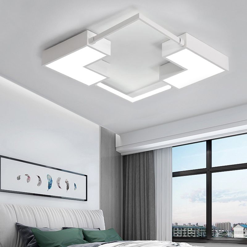 Square Flush Mount Light Simple Acrylic LED Black/White Ceiling Hung Fixture in Warm/White Light, 16"/19.5"/23.5" Wide