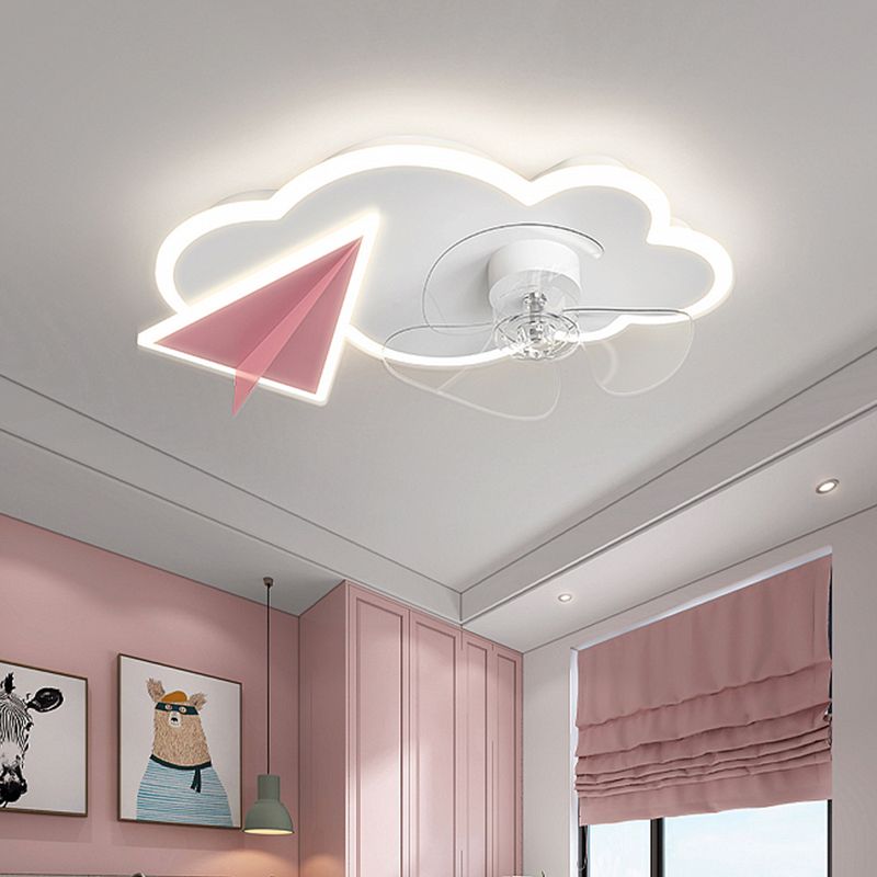 Cartoon slaapkamer plafondventilator verlichting armatuur acryl kinderen stijl semi -flush light