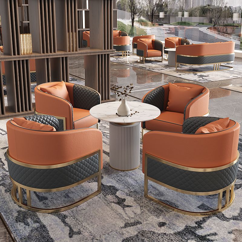 27.55" Wide Faux Leather Sofa Modern Tuxedo Arm Sofa with Tight Back