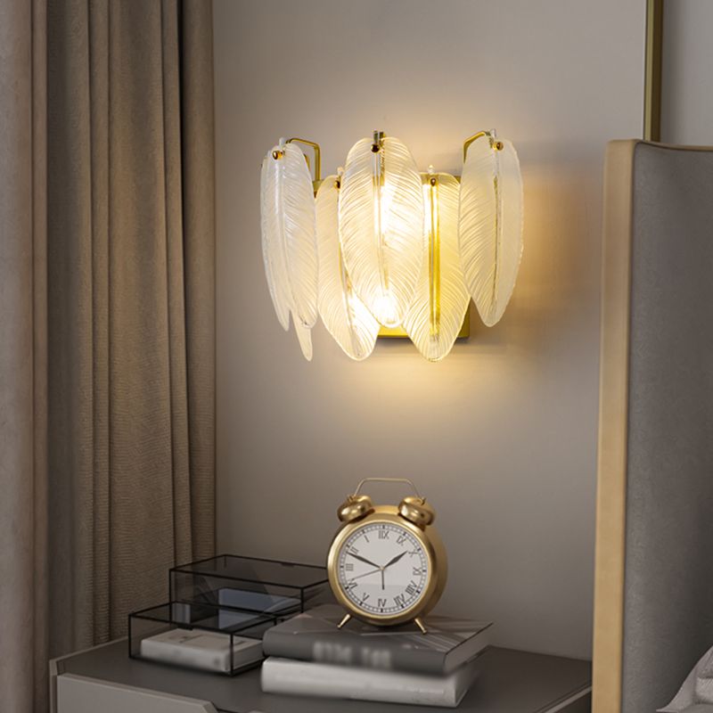 Modern Style Geometric Wall Mounted Lamps Glass 2 Lights Wall Sconces in White