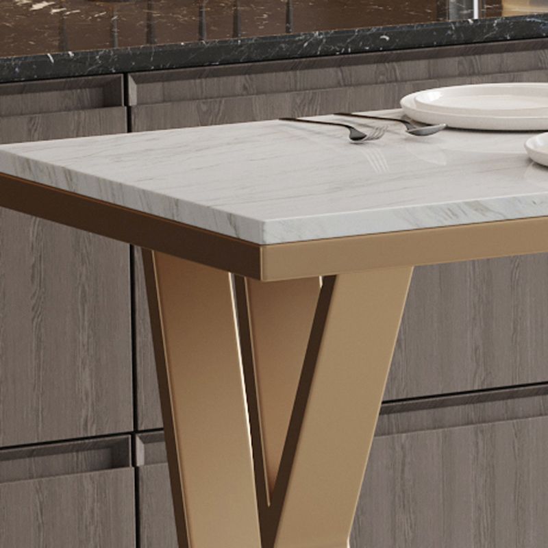 Glam 1/2/5 Pieces Bar Table Set Rectangle Bar Table with Metal High Stools