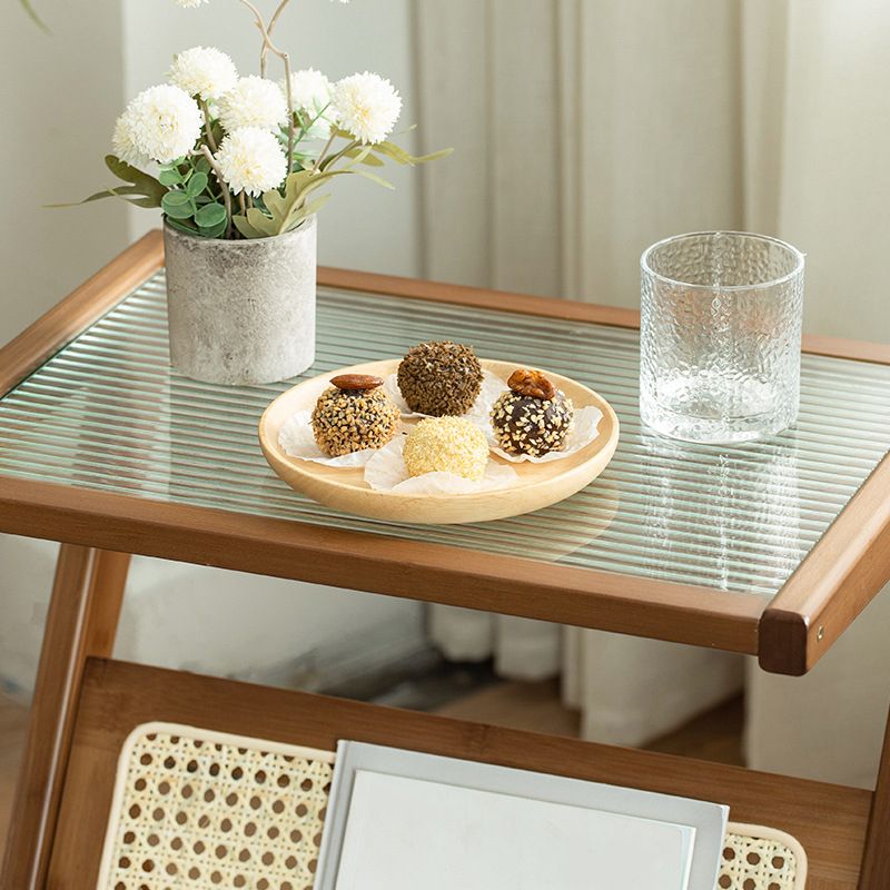 13" Wide Side Table Glass Rectangular Accent Side Table with Storage