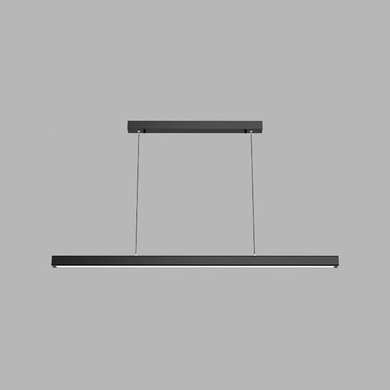 Modern Line Shape Chandelier Lighting Fixtures Metal Hanging Lamp Kit in Black