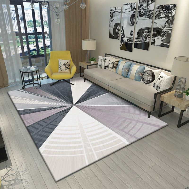 Multicolor Geometrical Color Block Rug Polyester Nordic Rug Pet Friendly Anti-Slip Washable Rug for Great Room