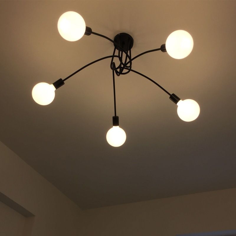 Wrought Iron Ceiling Light Minimalist Elbow Home Dining Room Bedroom Study Aisle Creative Personality Industrial Style Lamps