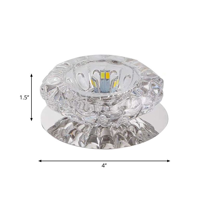 Clear Crystal Floral Ceiling Mounted Fixture Modernity LED Chrome Flush Light for Porch