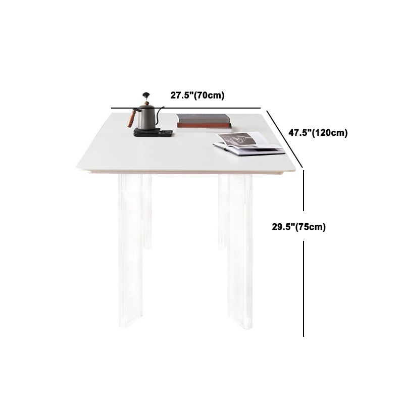 Rectangle Dining Table Set 1/2/5 Pcs Acrylic Base Dining Table with Side Chairs