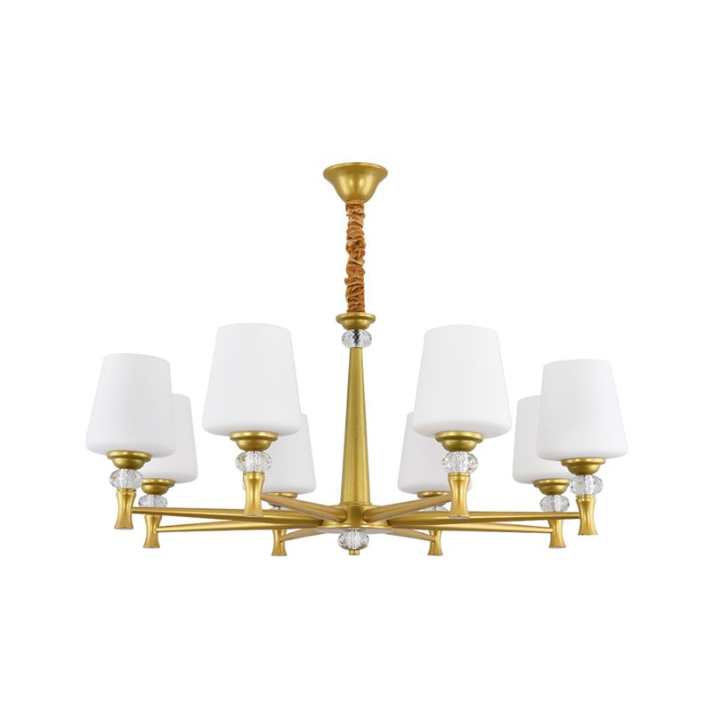 Glass Shade Metal Chandelier Light Fixtures American Style Multi-Head Bell Suspension Lamp