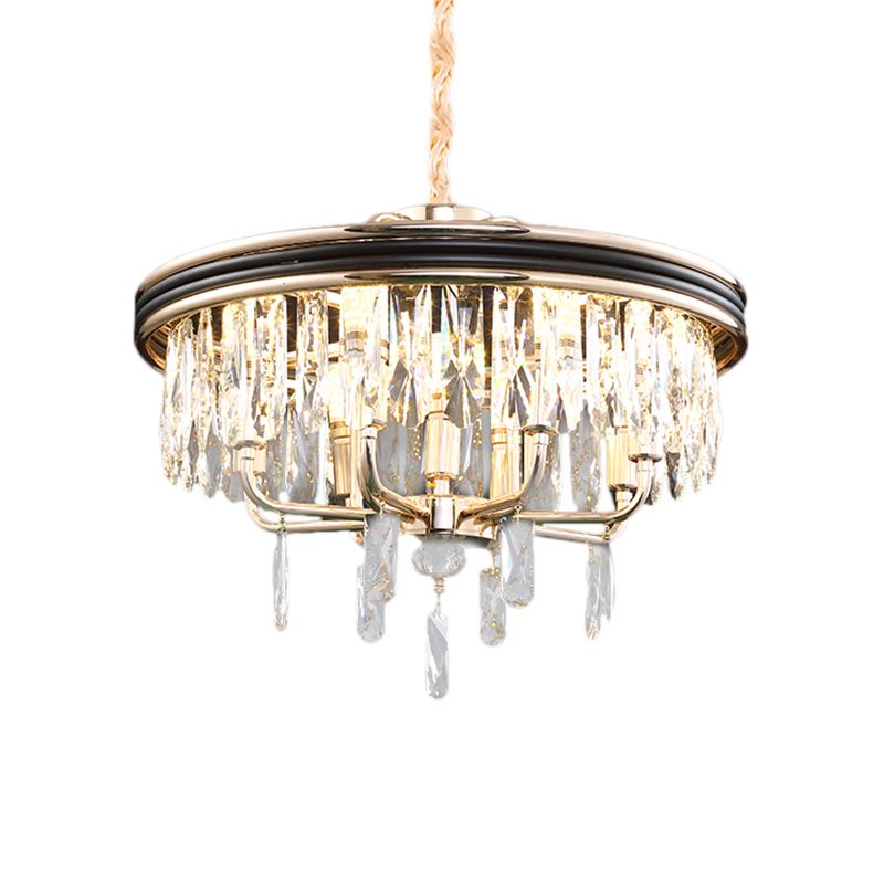 Modern drum plafondlicht kristallen blok 7/9 lichten goud kroonluchter licht, 18 "/21,5" breed