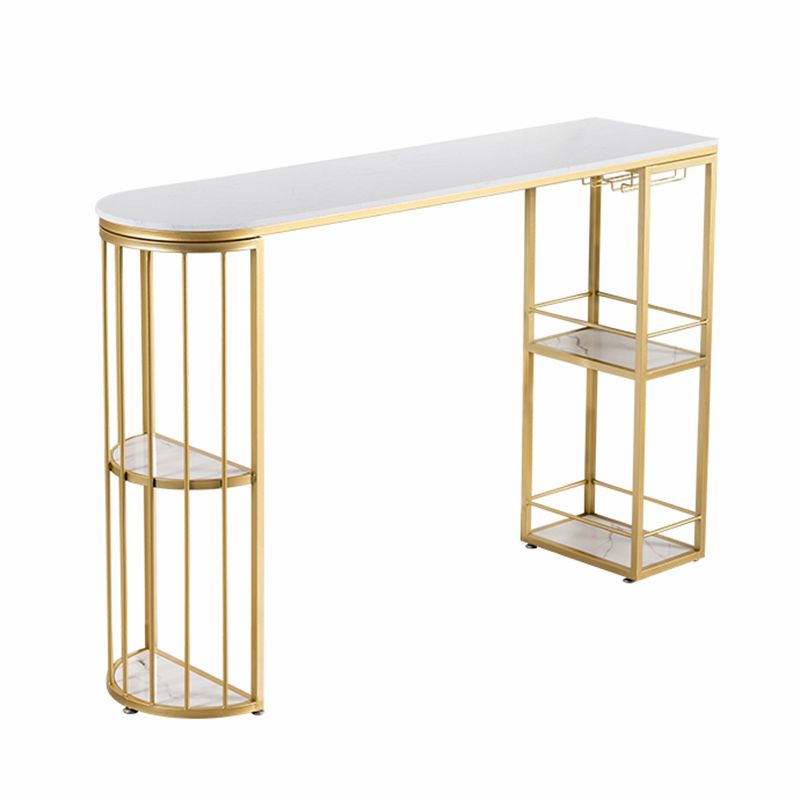 Glam Pub Table Specialty Bar Height Bar Table with Double Pedestal for Indoor