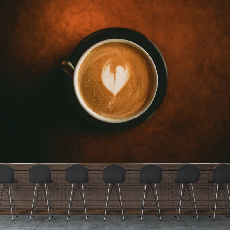 Fragrant Coffee Mural Wallpaper with Beautiful Pattern Decorative Restaurant