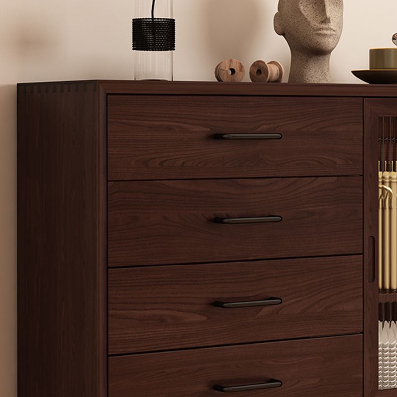 Mid-Century Modern Solid Wood Accent Cabinet with Glass Door