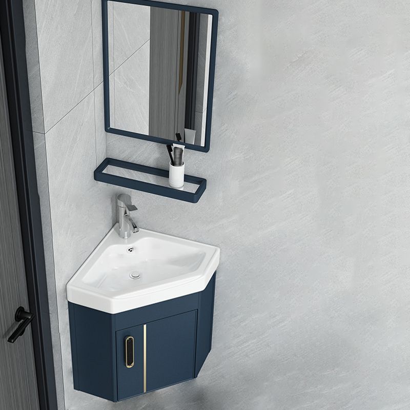 Wall Mounted Corner Bathroom Vanity Cabinet Triangular Abstract Vanity Sink