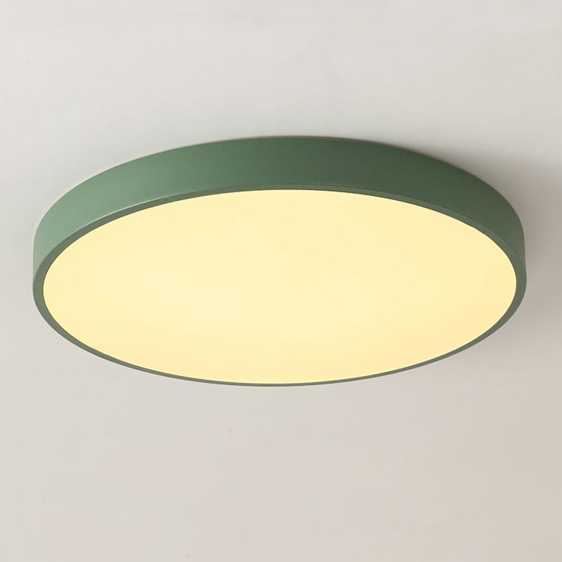 Metal Round Shape Flush Ceiling Light Nordic Macarons Style 1-Light Flush Mount Lighting