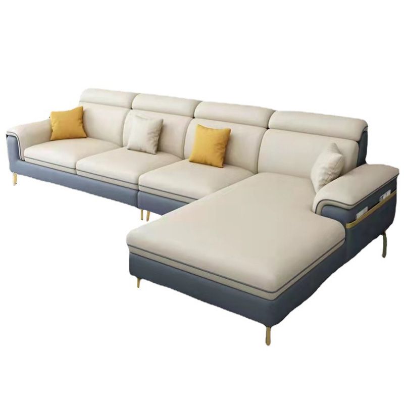 Latex Upholstery Sectional Filled Built-in Armrest with Pillow Back Sofa
