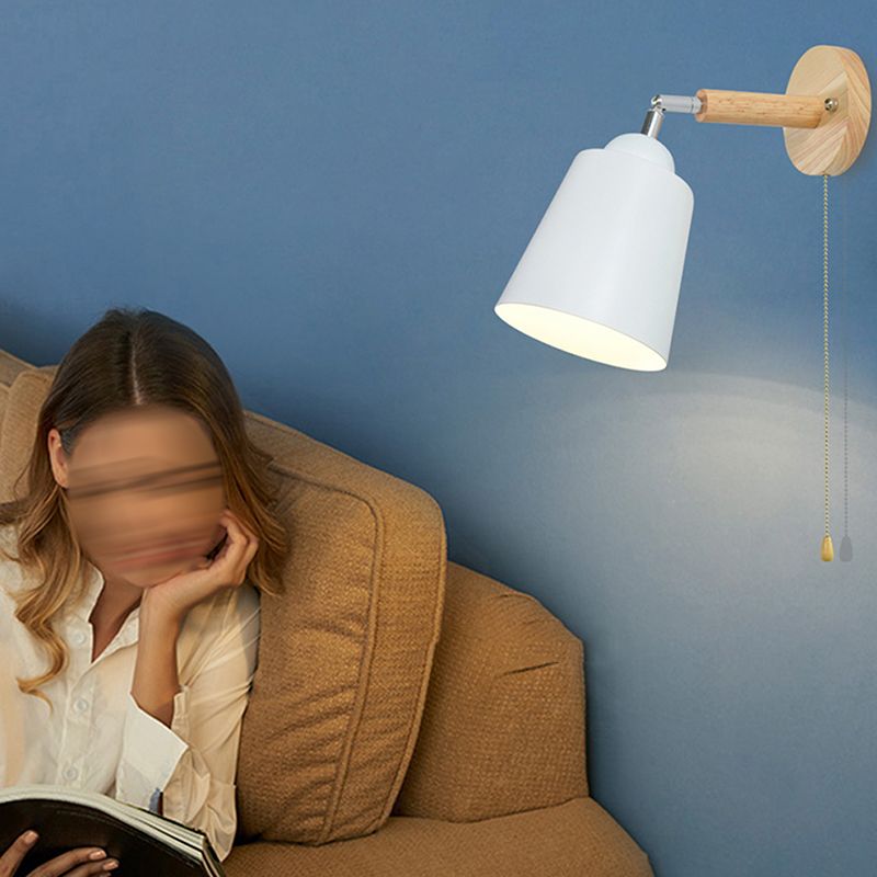 Lámpara de lectura de pared cónica de macarrón 1 cabezal del dormitorio de la cabeza luz de pared ajustable