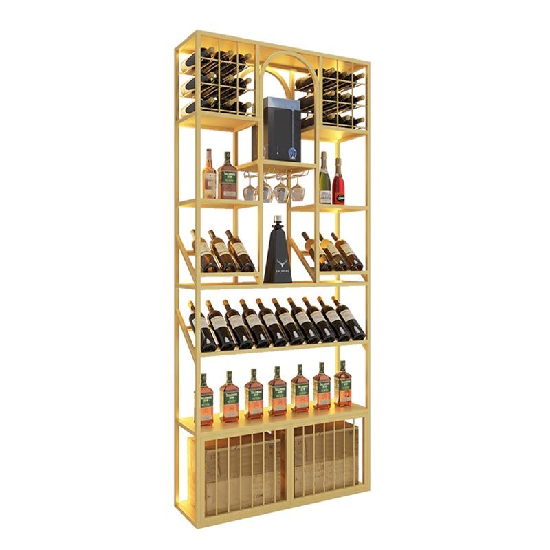 Glam Metal Wine Bottle Rack Floor Bottle Holder for Living Room