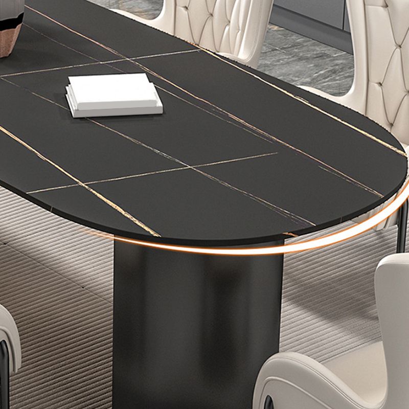 Modern Sintered Stone Dining Table Double Pedestal Table for Home Use