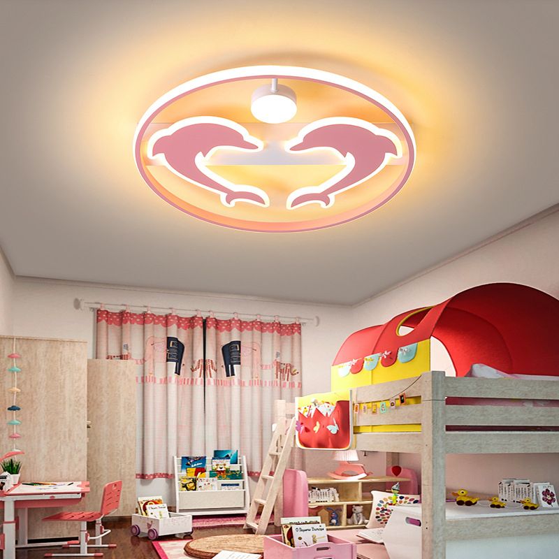 Dauphin et boule enfants chambre encastré éclairage acrylique dessin animé LED plafonnier