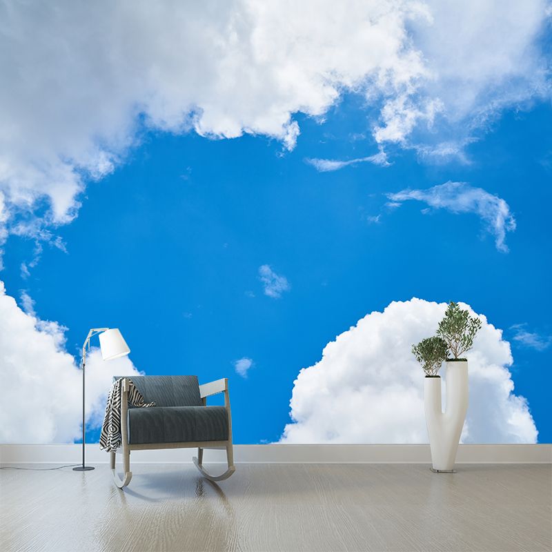 Blue Sky and White Cloud Scenery Wall Covering for Gust Room Bedroom, Waterproofing