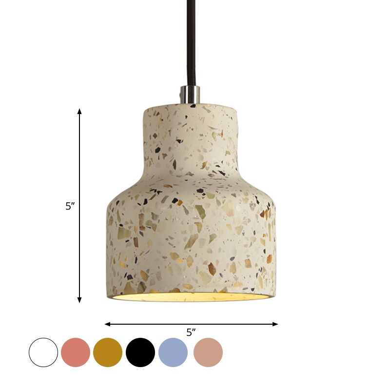 Terrazzo Black/Red/Pink Hanging Lamp Bottle 1 Bulb Nordic Down Lighting Pendant over Dining Table