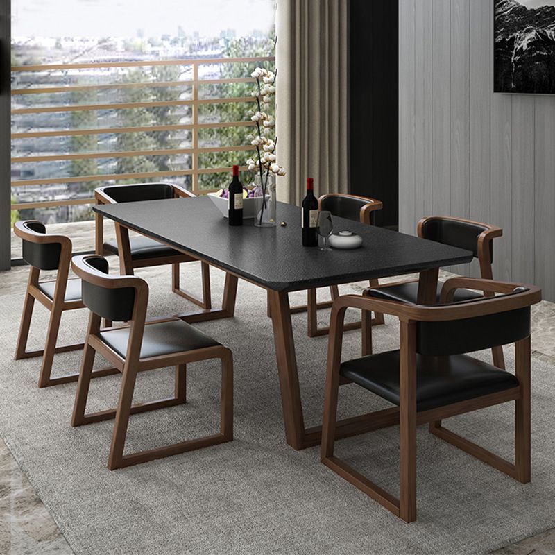 Industrial Stone Kitchen Dinner Table Rectangle Sled Base Dining Table