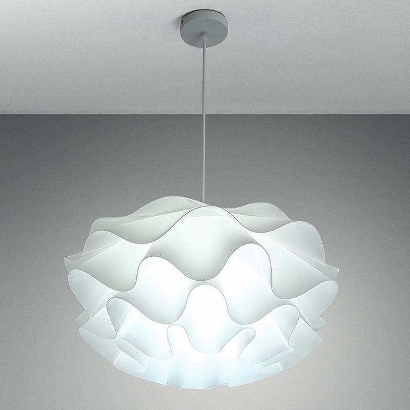 Simple Flower Pendant Light Fixture Acrylic Bedroom Pendant Ceiling Light in White