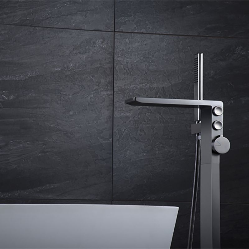 Modern Freestanding Faucet Copper with Risers and Handheld Shower Tub Faucet